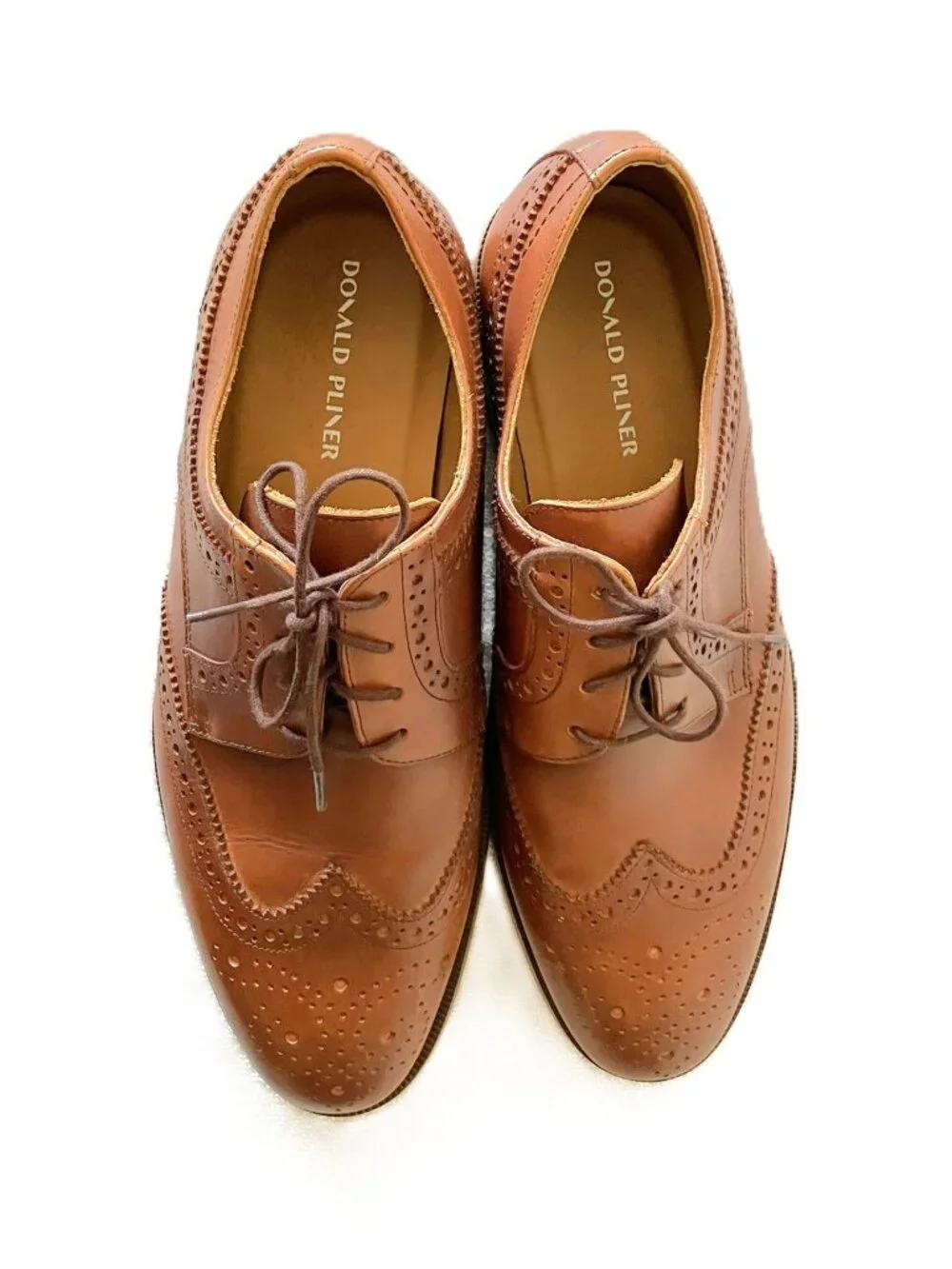 Donald Pliner Men’s Wingtip Brogue Oxford / Derby Shoes Light Brown Leather 9.5M
